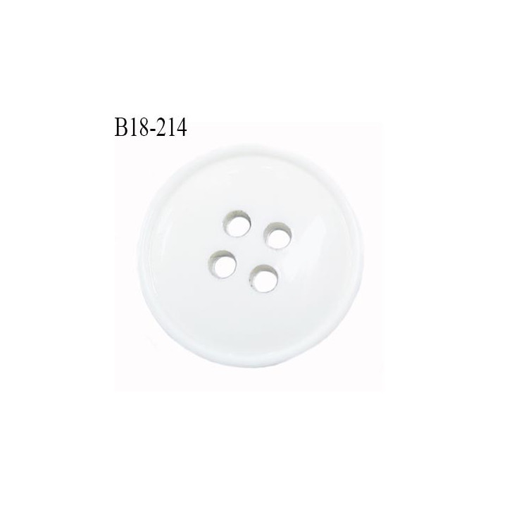 bouton 18 mm en pvc couleur naturel 4 trous avec bordure diamètre 18 millimètres