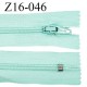 Fermeture zip 16 cm non séparable couleur vert aigue marine zip glissière nylon invisible largeur 27 mm prix à l'unité