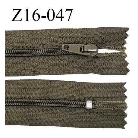 Fermeture zip 16 cm non séparable couleur vert kaki marine zip glissière nylon invisible largeur 27 mm prix à l'unité
