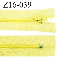 Fermeture zip 16 cm couleur jaune citron non séparable largeur 2.5 cm glissière nylon largeur 4 mm prix à l'unité