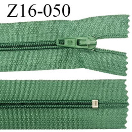 Fermeture zip 16 cm non séparable couleur vert zip glissière nylon invisible longueur 16 cm largeur 27 mm prix à l'unité