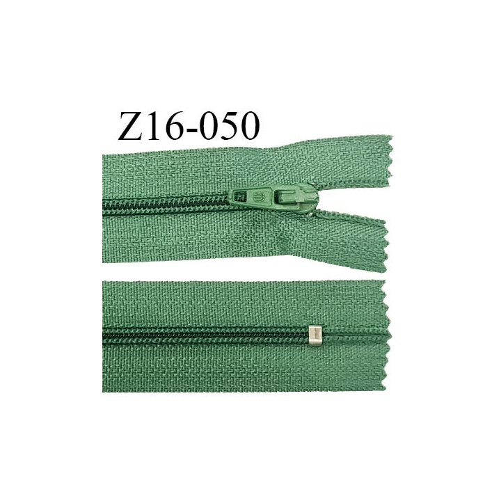 Fermeture zip 16 cm non séparable couleur vert zip glissière nylon invisible longueur 16 cm largeur 27 mm prix à l'unité