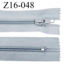 Fermeture zip 16 cm non séparable couleur gris bleuté zip glissière nylon invisible longueur 16 cm largeur 27 mm prix à l'unité