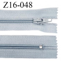 Fermeture zip 16 cm non séparable couleur gris bleuté zip glissière nylon longueur 16 cm largeur 27 mm prix à l'unité