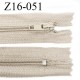 Fermeture zip 16 cm non séparable couleur mastic zip glissière nylon invisible longueur 16 cm largeur 27 mm prix à l'unité