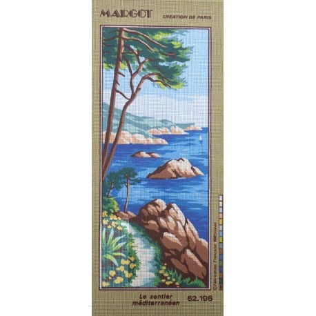 Canevas à broder 25 x 60 cm marque MARGOT thème le sentier méditerranéen fabrication française