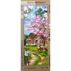 Canevas à broder 25 x 60 cm marque ROYAL PARIS thème LA NORMANDIE fabrication française