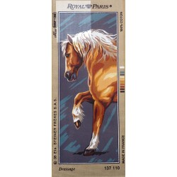 Canevas à broder 25 x 60 cm marque ROYAL PARIS thème LE CHEVAL DRESSAGE fabrication française