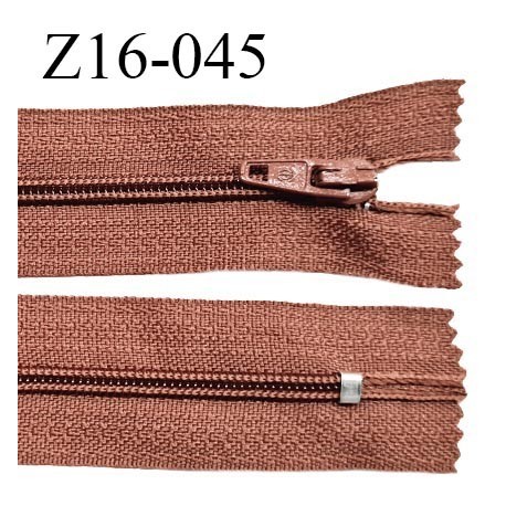 Fermeture zip 16 cm non séparable couleur terracota zip glissière nylon invisible longueur 16 cm largeur 27 mm prix à l'unité