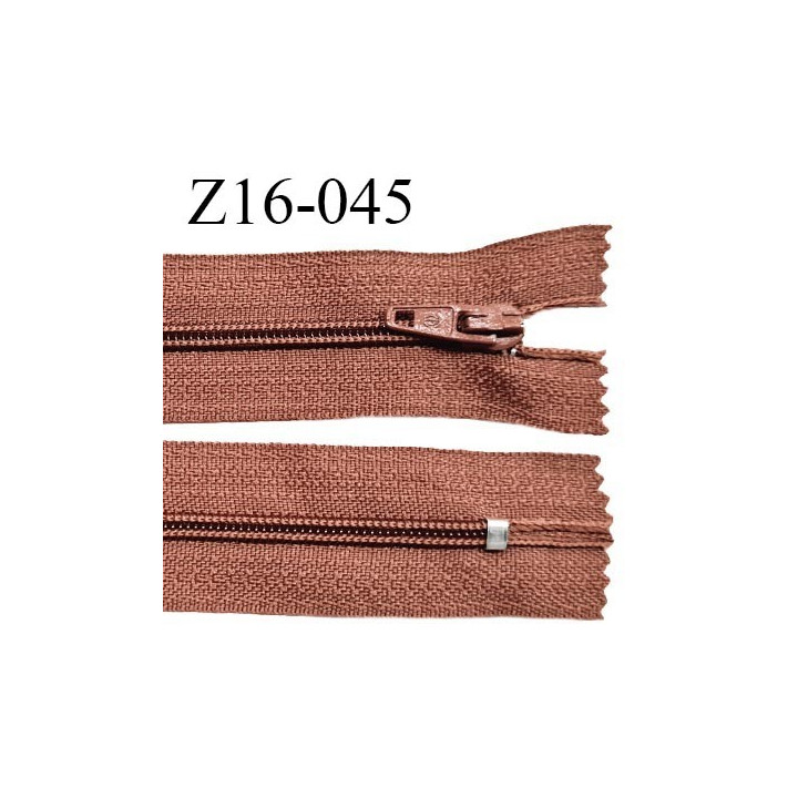 Fermeture zip 16 cm non séparable couleur terracota zip glissière nylon invisible longueur 16 cm largeur 27 mm prix à l'unité