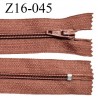 Fermeture zip 16 cm non séparable couleur terracota zip glissière nylon invisible longueur 16 cm largeur 27 mm prix à l'unité