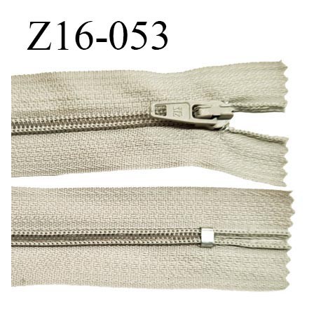 Fermeture zip 16 cm non séparable couleur beige clair zip glissière nylon invisible longueur 16 cm largeur 27 mm prix à l'unité