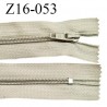 Fermeture zip 16 cm non séparable couleur beige clair zip glissière nylon invisible longueur 16 cm largeur 27 mm prix à l'unité