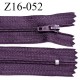 Fermeture zip 16 cm non séparable couleur prune zip glissière nylon invisible longueur 16 cm largeur 27 mm prix à l'unité