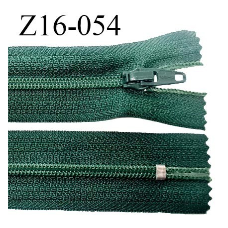 Fermeture zip 16 cm non séparable couleur vert anglais zip glissière nylon invisible longueur 16 cm largeur 27 mm prix à l'unité