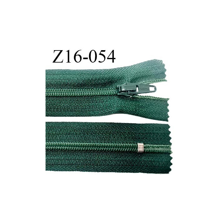 Fermeture zip 16 cm non séparable couleur vert anglais zip glissière nylon invisible longueur 16 cm largeur 27 mm prix à l'unité
