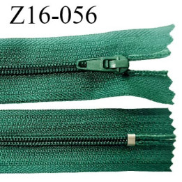 Fermeture zip 16 cm non séparable couleur vert bouteille zip glissière nylon invisible 16 cm largeur 27 mm prix à l'unité