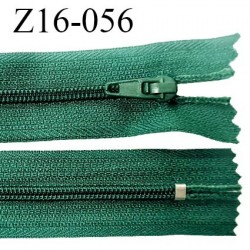 Fermeture zip 16 cm non séparable couleur vert bouteille zip glissière nylon invisible 16 cm largeur 27 mm prix à l'unité