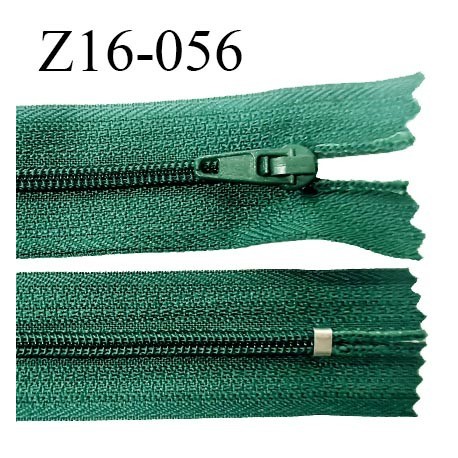 Fermeture zip 16 cm non séparable couleur vert bouteille zip glissière nylon invisible 16 cm largeur 27 mm prix à l'unité