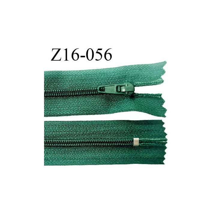 Fermeture zip 16 cm non séparable couleur vert bouteille zip glissière nylon invisible 16 cm largeur 27 mm prix à l'unité