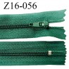 Fermeture zip 16 cm non séparable couleur vert bouteille zip glissière nylon invisible 16 cm largeur 27 mm prix à l'unité
