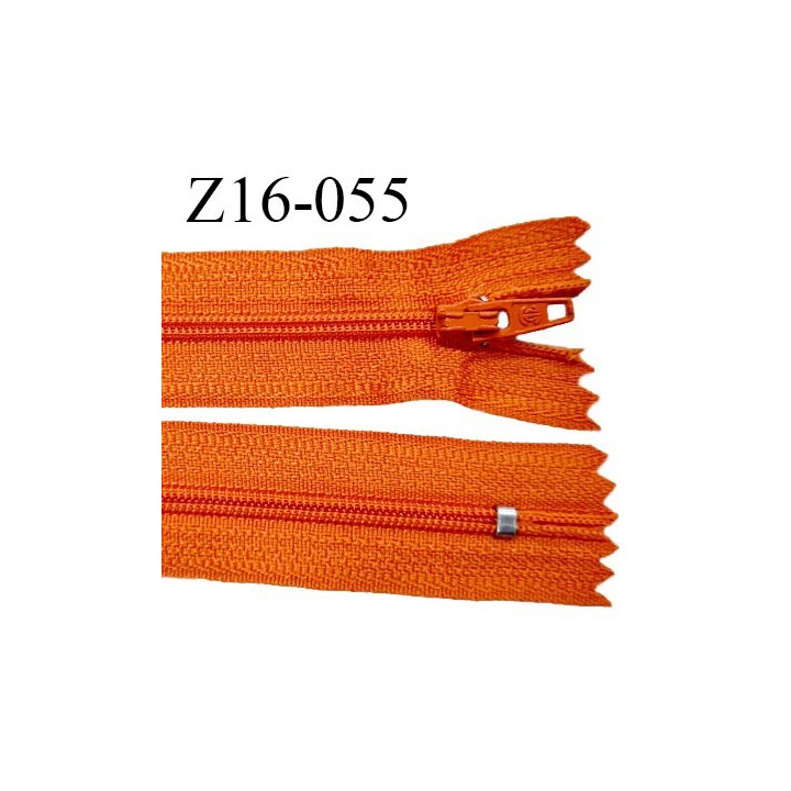 Fermeture zip 16 cm non séparable couleur orange zip glissière nylon invisible longueur 16 cm largeur 27 mm prix à l'unité