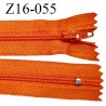 Fermeture zip 16 cm non séparable couleur orange zip glissière nylon invisible longueur 16 cm largeur 27 mm prix à l'unité