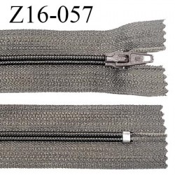 Fermeture zip 16 cm non séparable couleur gris taupe zip glissière nylon longueur 16 cm largeur 27 mm prix à l'unité