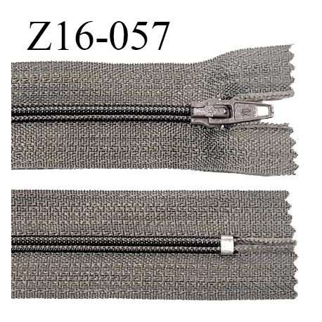 Fermeture zip 16 cm non séparable couleur gris taupe zip glissière nylon invisible longueur 16 cm largeur 27 mm prix à l'unité