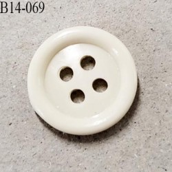 Bouton 14 mm pvc couleur blanc cassé 4 trous diamètre 14 millimètre prix à la pièces