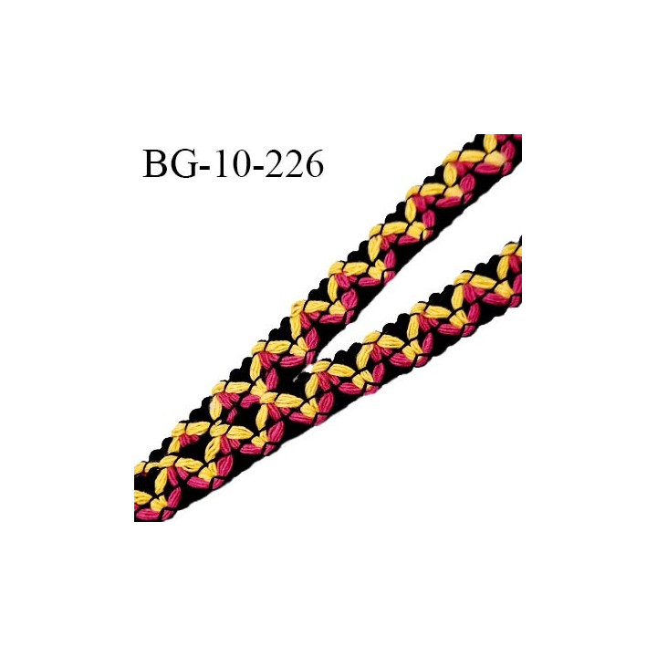 Galon ruban 10 mm en coton et synthétique doux couleur noir jaune et rose largeur 10 mm prix au mètre