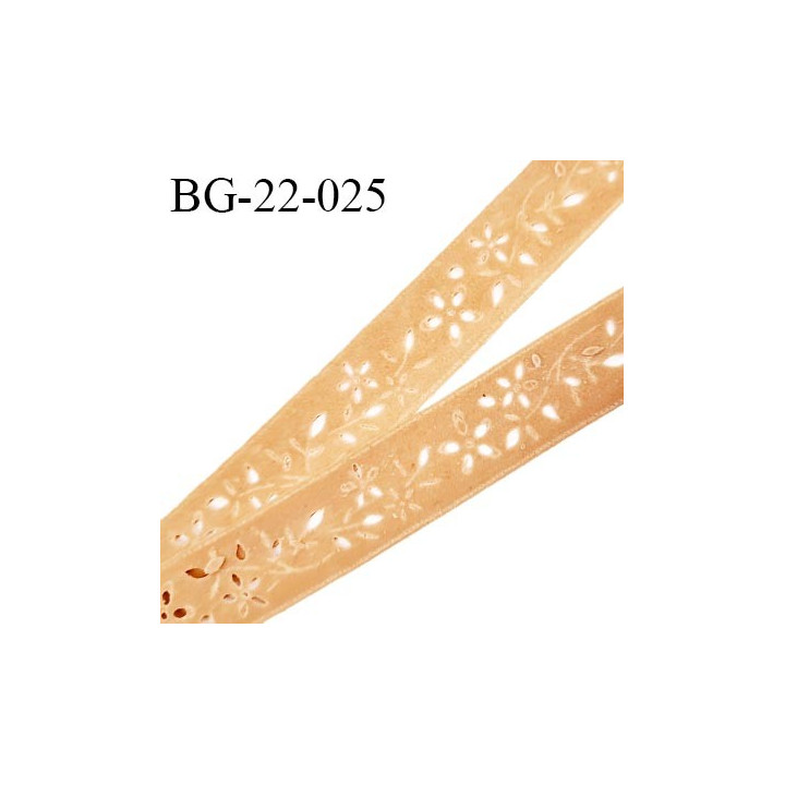 Galon ruban 22 mm style daim ou velours doux au toucher couleur beige avec motif floral perforé prix au mètre