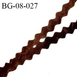 Galon croquet 8 mm serpentine couleur marron style daim ou velours doux au toucher largeur 8 mm prix au mètre