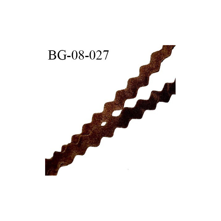 Galon croquet 8 mm serpentine couleur marron style daim ou velours doux au toucher largeur 8 mm prix au mètre