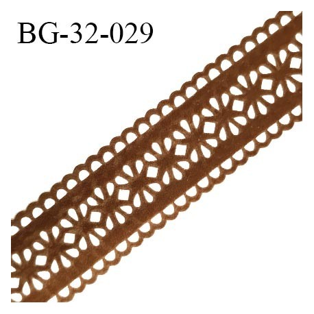 Galon ruban 32 mm style daim ou velours perforé couleur marron largeur 32 mm prix au mètre