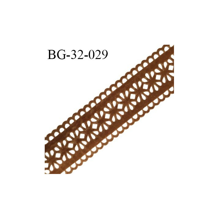 Galon ruban 32 mm style daim ou velours perforé couleur marron largeur 32 mm prix au mètre