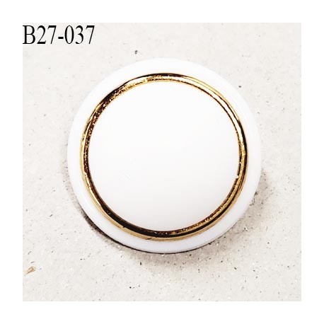 Bouton 27 mm très beau dôme en pvc composé de 3 éléments couleur blanc et or accroche avec un anneau épaisseur 11.5 mm