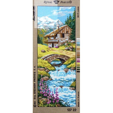 Canevas à broder 25 x 60 cm marque ROYAL PARIS thème LA RIVIERE fabrication française