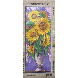 Canevas à broder 25 x 60 cm marque ROYAL PARIS thème les tournesols fabrication française