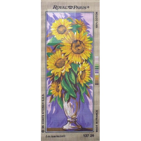 Canevas à broder 25 x 60 cm marque ROYAL PARIS thème les tournesols fabrication française