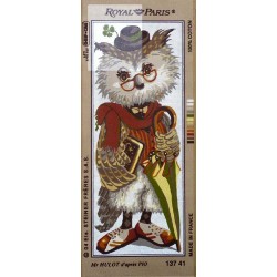 Canevas à broder 25 x 60 cm marque ROYAL PARIS thème Mr Hulot le hibou d'aprés Pio fabrication française