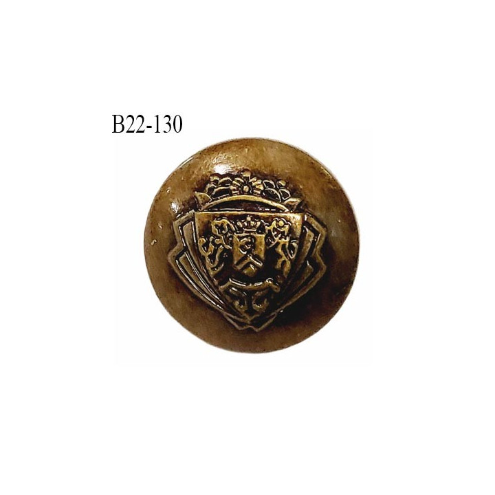 Bouton 22 mm en pvc  couleur bronze décor style décor armoirie blason accroche avec un anneau épaisseur 7 mm + anneau