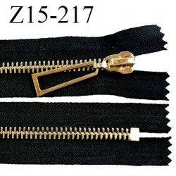 Fermeture zip 15 cm non séparable couleur noir longueur 15 cm largeur 4 cm glissière métal couleur or prix à l'unité