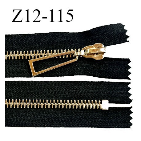 Fermeture zip 12 cm non séparable couleur noir longueur 12 cm largeur 4 cm glissière métal couleur or prix à l'unité