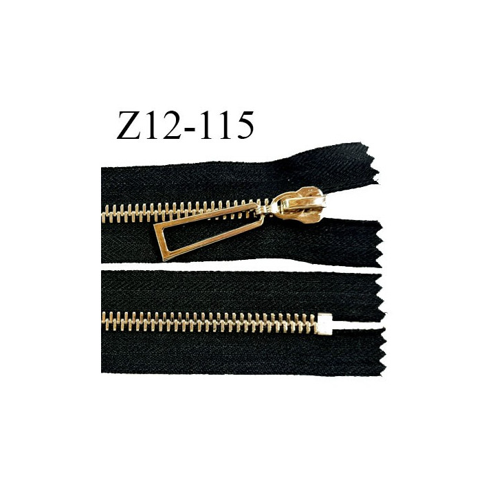 Fermeture zip 12 cm non séparable couleur noir longueur 12 cm largeur 4 cm glissière métal couleur or prix à l'unité