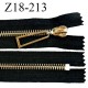 Fermeture zip 18 cm non séparable couleur noir longueur 18 cm largeur 4 cm glissière métal couleur or prix à l'unité