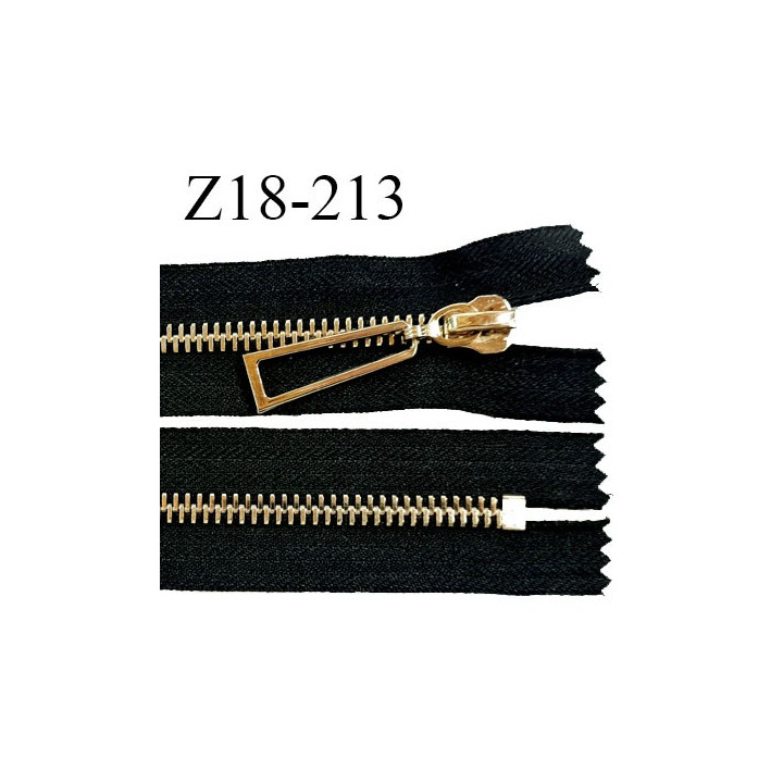 Fermeture zip 18 cm non séparable couleur noir longueur 18 cm largeur 4 cm glissière métal couleur or prix à l'unité
