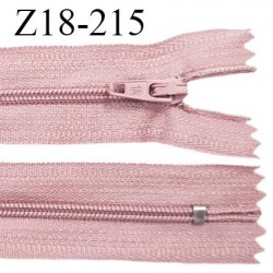Fermeture zip 18 cm non séparable couleur vieux rose largeur 2.7 cm zip nylon longueur 18 cm prix à l'unité