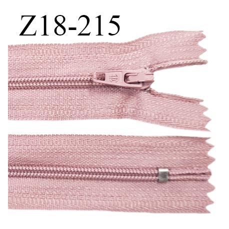 Fermeture zip 18 cm non séparable couleur vieux rose largeur 2.7 cm zip nylon longueur 18 cm prix à l'unité