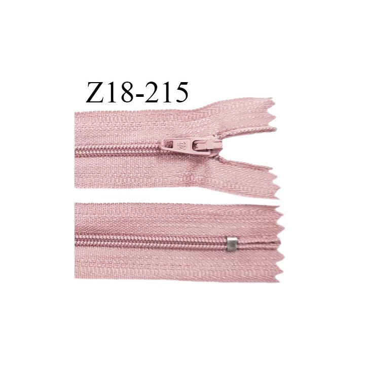 Fermeture zip 18 cm non séparable couleur vieux rose largeur 2.7 cm zip nylon longueur 18 cm prix à l'unité